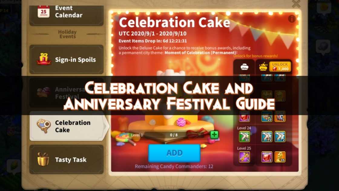 Rise of Kingdoms Celebration Cake and Anniversary Festival Guide