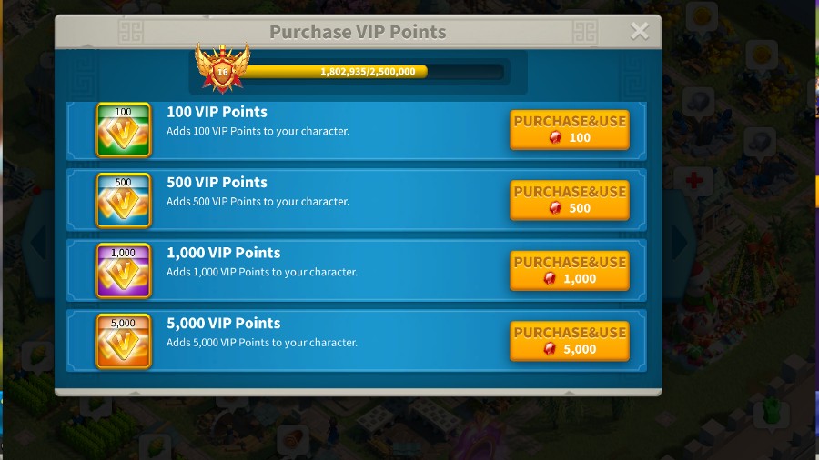 gems for upgrading your VIP