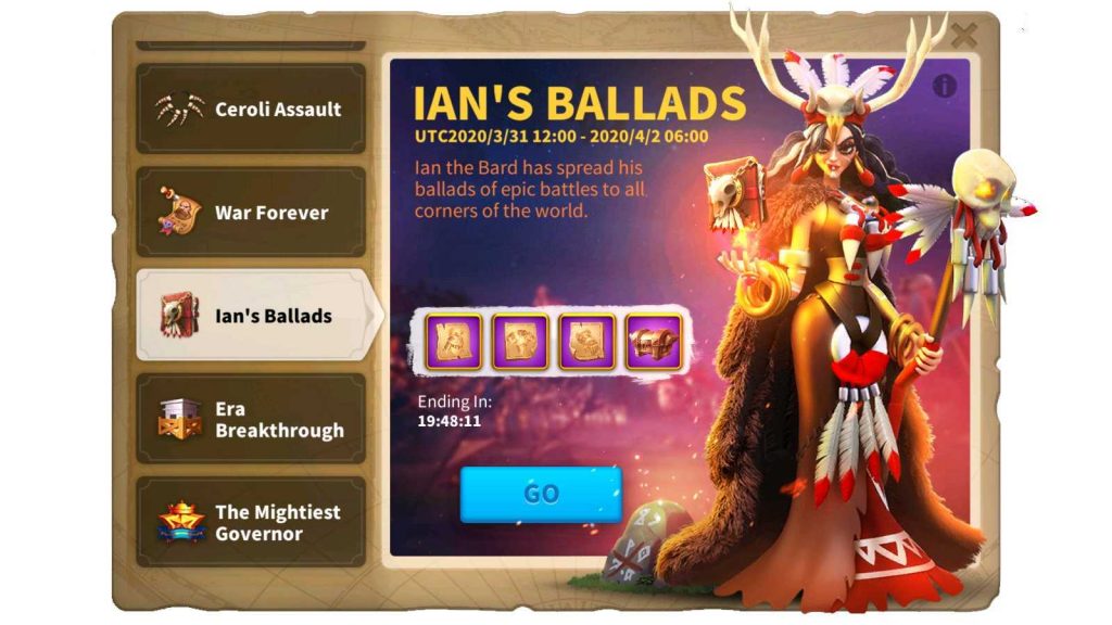 Rise of kingdoms ian's ballads event