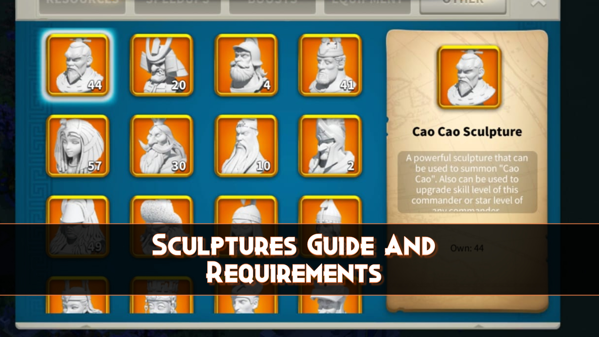 Rise of Kingdoms Commander Sculptures Requirements And Guide