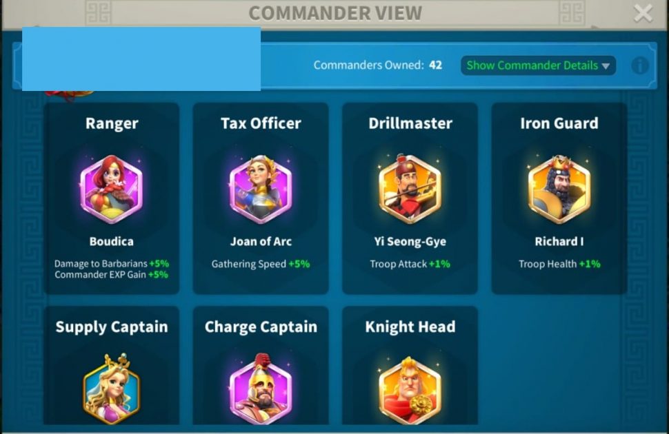 Rise Of Kingdoms Commander Buffs