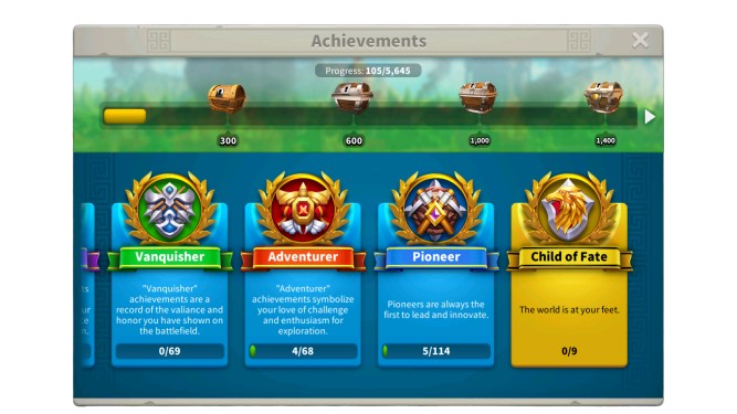 Rise Of Kingdoms Personal Achievements