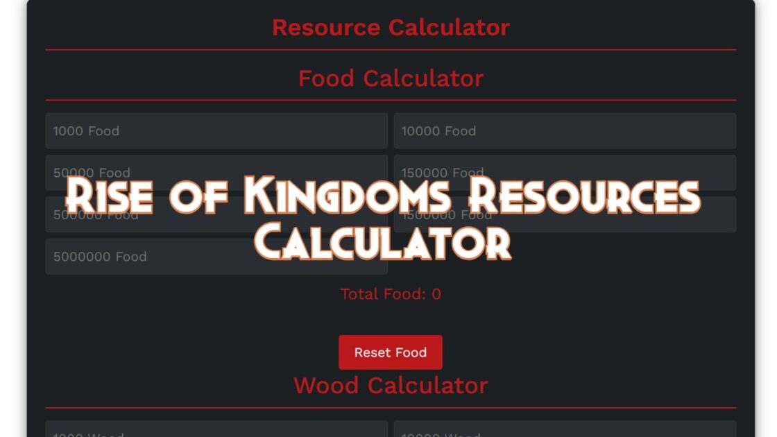 Rise of Kingdoms Resources Calculator
