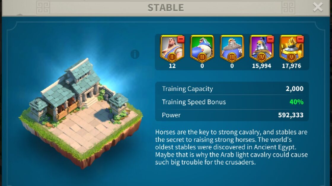 Rise of Kingdoms Stable
