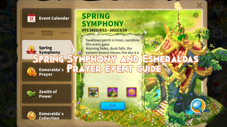 Rise of Kingdoms Spring Symphony and Esmeraldas Prayer Event guide 